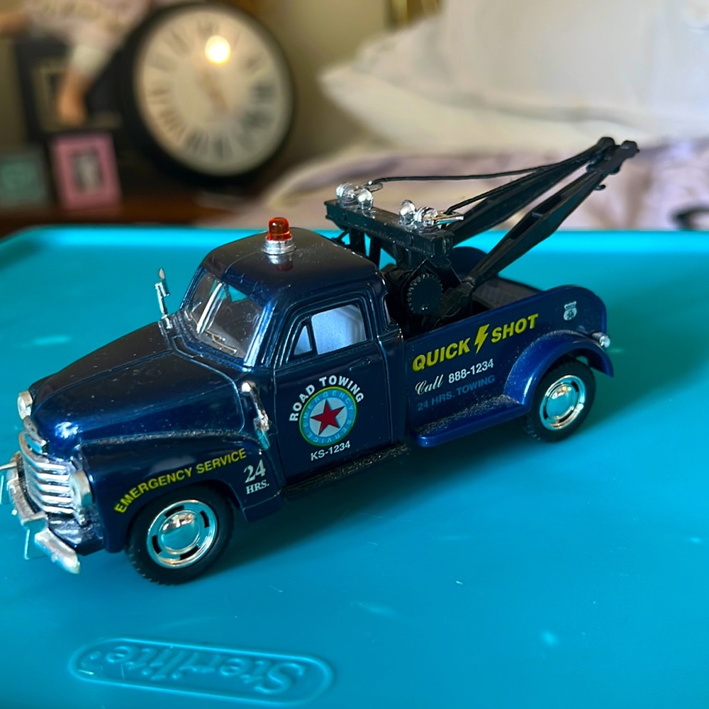 Diecast blue pick up truck a little dusty and a little TLC goes along way